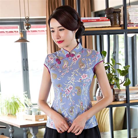 chinese style blouse|3 4 chinese collar blouse.